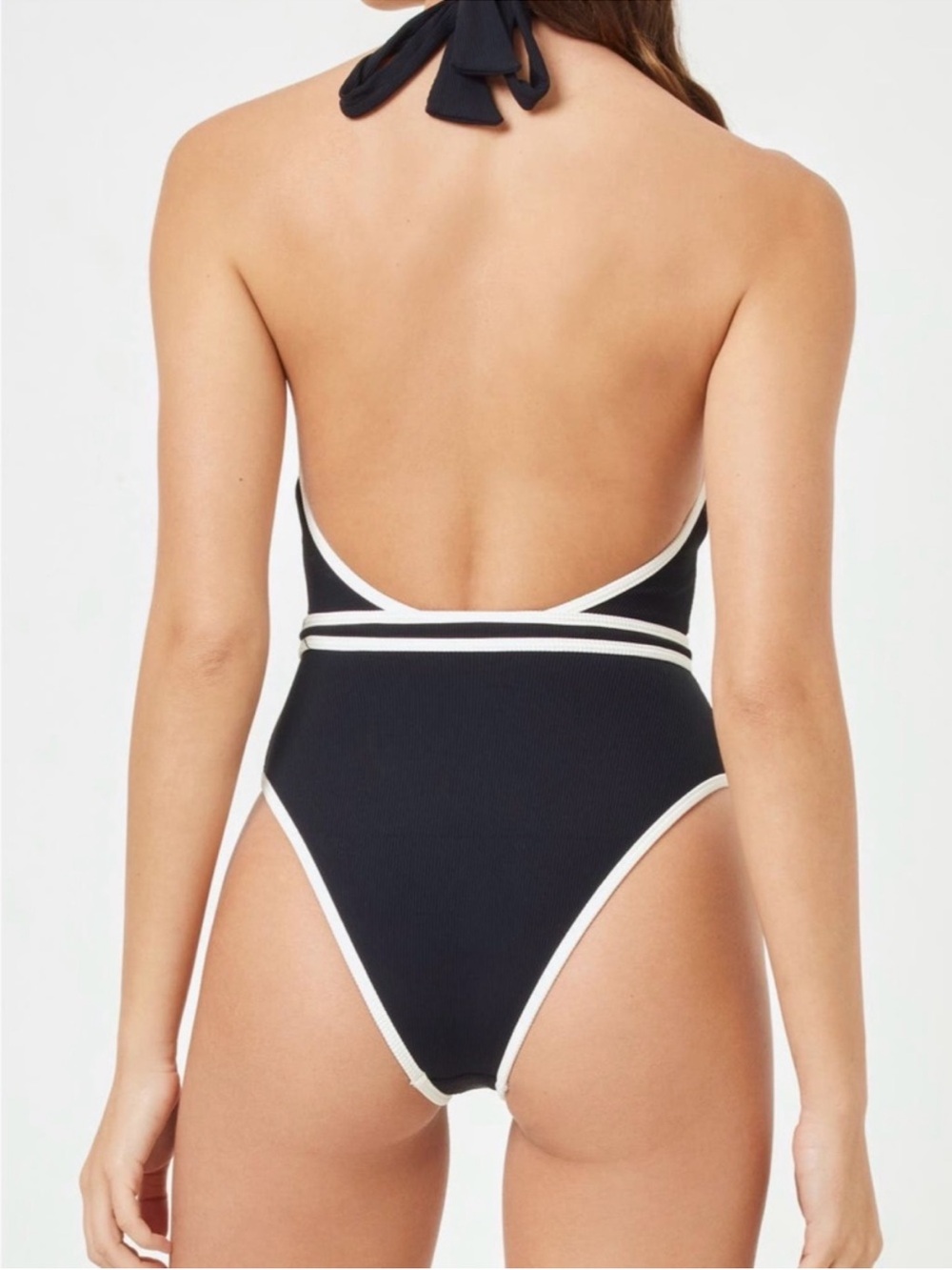 l*space Black One-Piece Swimsuit with White Trim